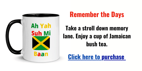 ad for jamaican white tea cup jamaican flag